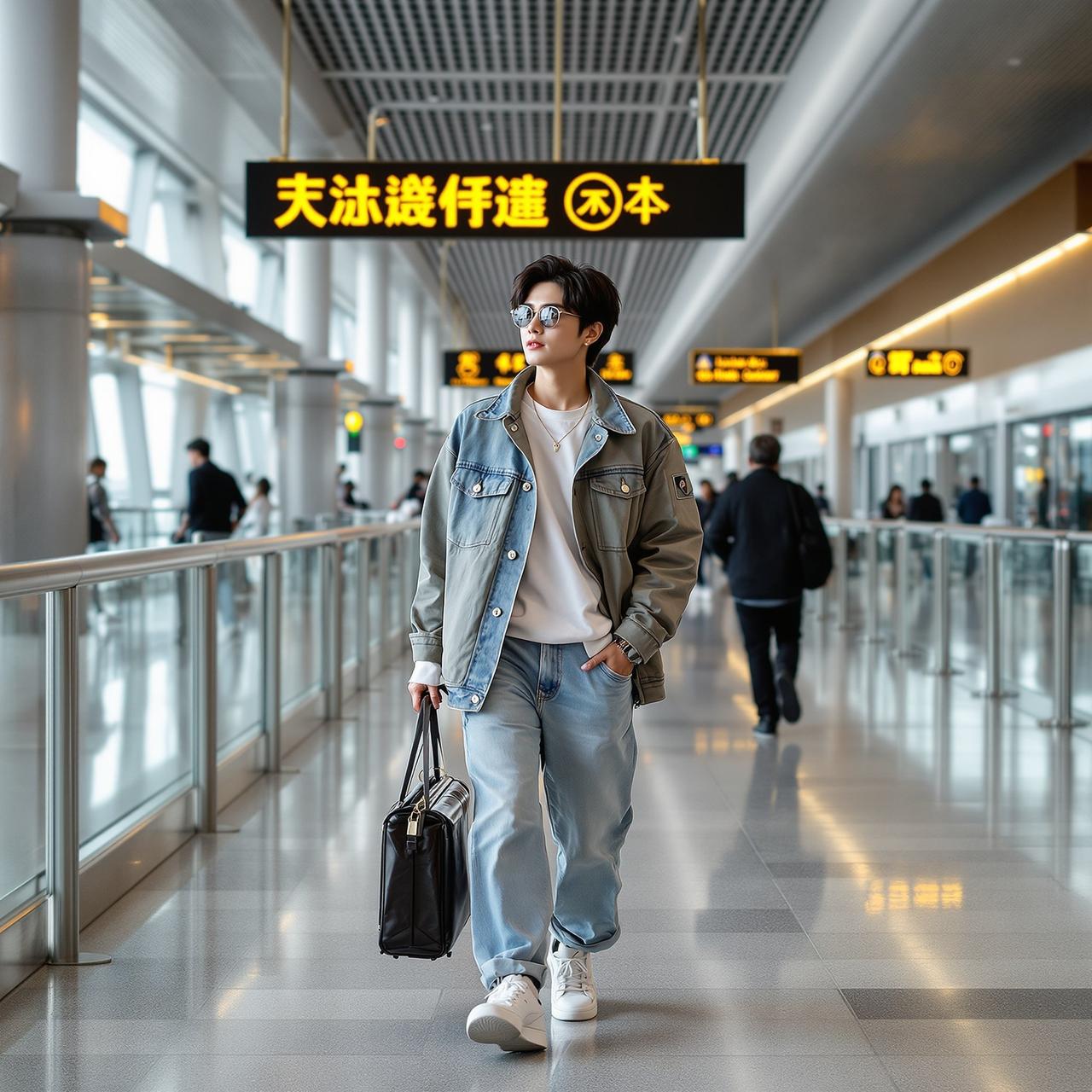 机场街拍:随性穿搭尽显星味